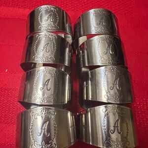 Monogram Stainless Steel Napkin Rings - Set of 8